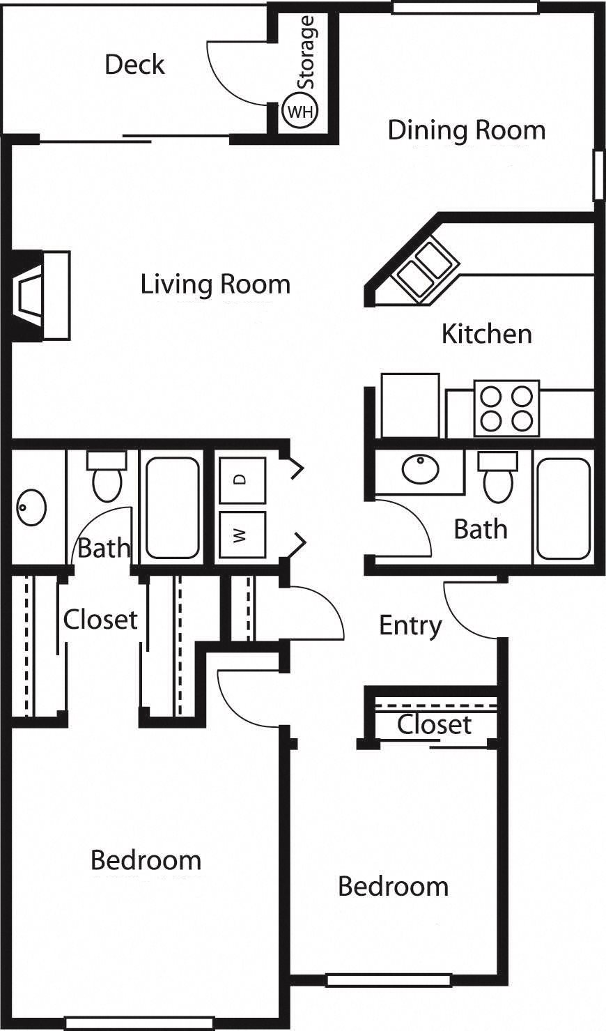 2x2 1 Floor Plan 4